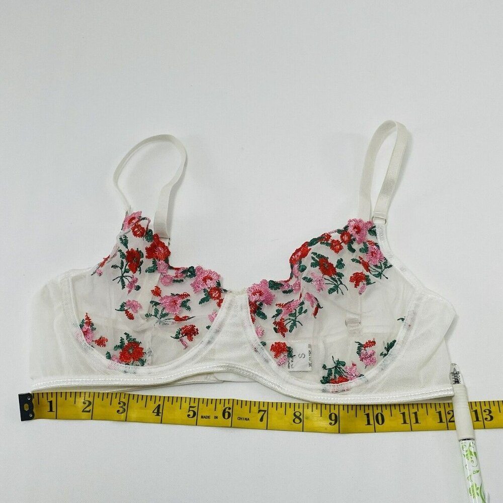 Sexy Romantic Bra See Through Underwear Size S Flower Laced Wired Underwire Red - Picture 3 of 10